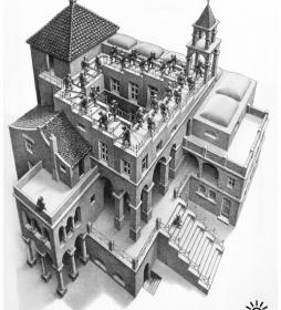 Спускаясь и Поднимаясь (1960). Мир Мориса Корнелиуса Эшера. About Eyes everywhere, www.organum-visus.com Спускаясь и Поднимаясь (1960). Мир Мориса Корнелиуса Эшера. About Eyes everywhere, www.organum-visus.com